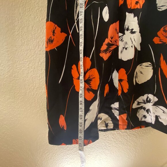 Kasper black w/ orange/white floral sleeveless shift dress size 18. - Picture 6 of 6